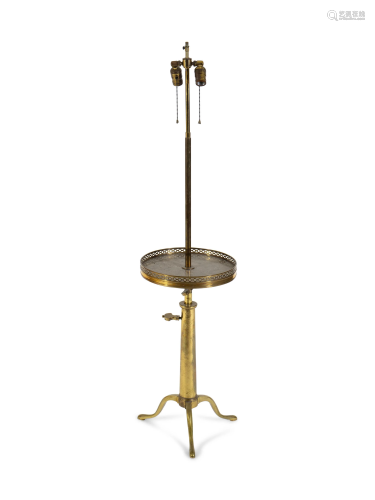 A Brass Adjustable Floor Lamp with Marble S…