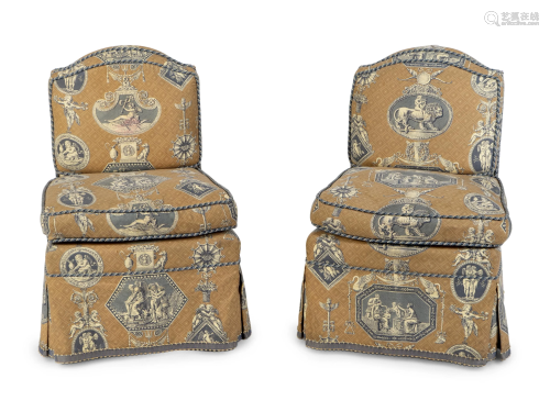 A Pair of Upholstered Slipper Chairs…