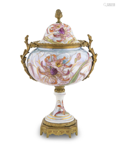 A Sevres Style Gilt-Bronze-Mounted Porcelain …