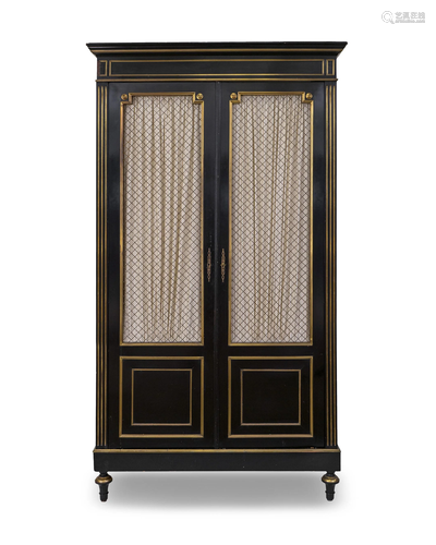 A Regency Style Ebonized and Gilt Metal …