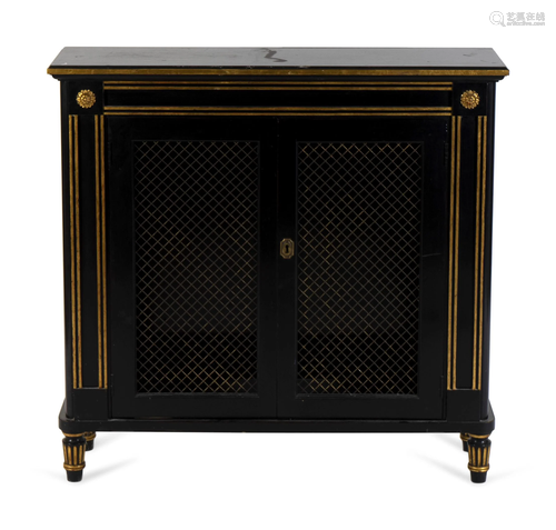 A Regency Style Ebonized and Gilt Decorat…