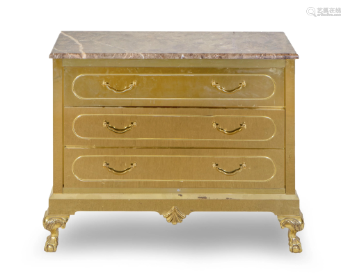 A Hollywood Regency Brass and Marble…