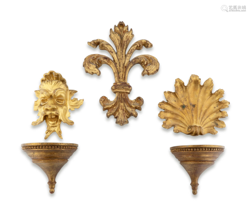 A Group of Five Carved Gilt Wood and C…