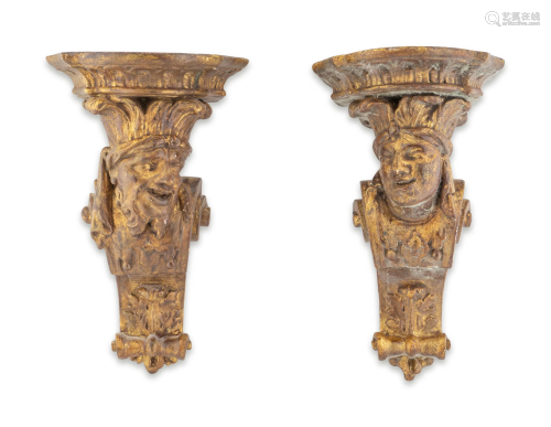 A Pair of Gilt Decorated Composition W…