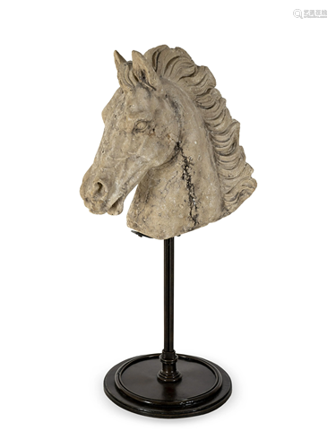 A Cast Stone Head of a Horse Height overall…