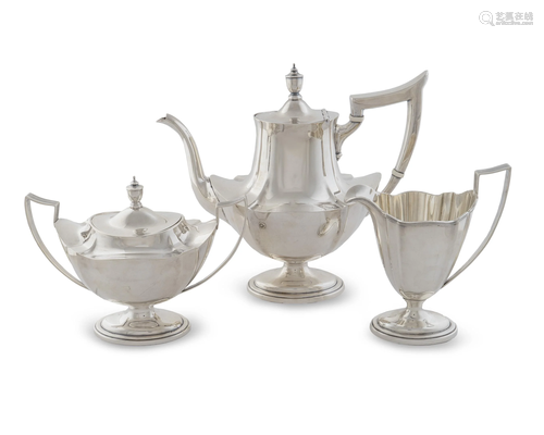 An American Silver Three-Piece Tea Service He…