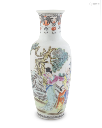 A Chinese Famille Rose Porcelain Vase Height…