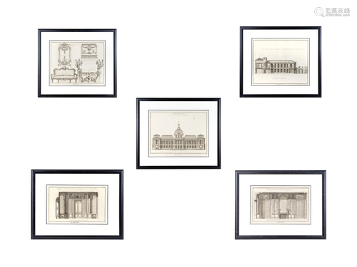 Five French Architectural Engravings 1,…