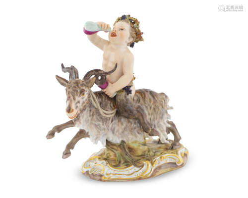 A Meissen Figure of a Bacchic Satyr Astride a …