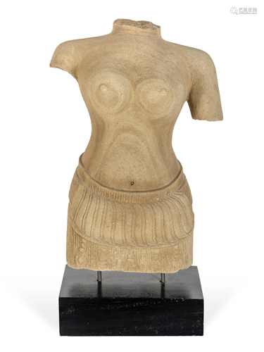 A Khmer Style Stone Torso of a Devi, Probably …