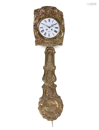 A French Brass Wag-on-the-Wall Clock