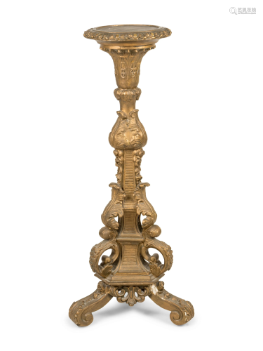 A Neoclassical Giltwood Pedestal