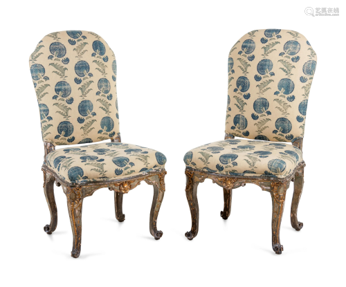 A Pair of Venetian Painted Side Chairs