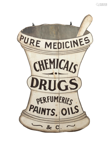A Painted Wood Apothecary Sign