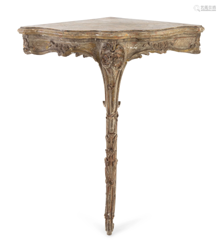 A Louis XV Painted Corner Console Table