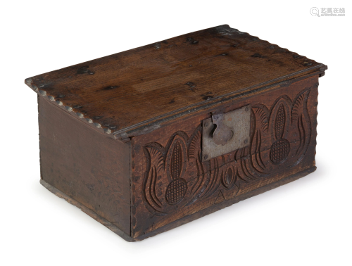 A Folk Art Carved Oak Box