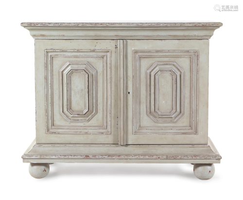A Louis XIII Style White Painted Cabinet