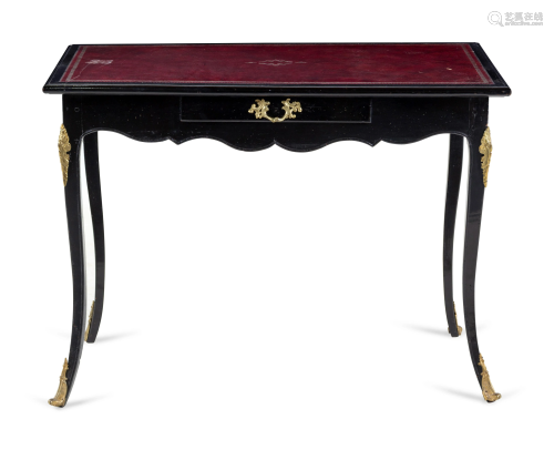 A Louis XV Black Lacquered Leather Upholst…