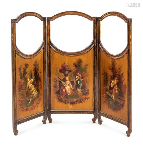 A French Painted and Glass Inset Mahogany…