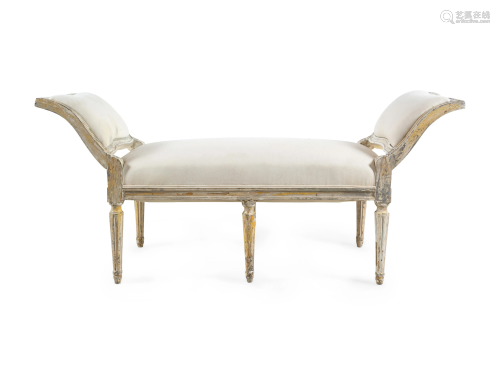 A Louis XVI White-Painted Bench