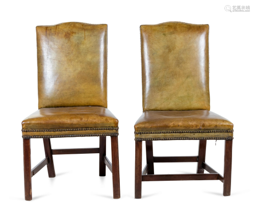 A Pair of George III Leather Upholstered Maho…
