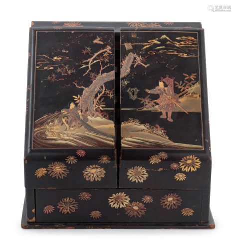A Japanese Gilt, Black and Red Lacquered …