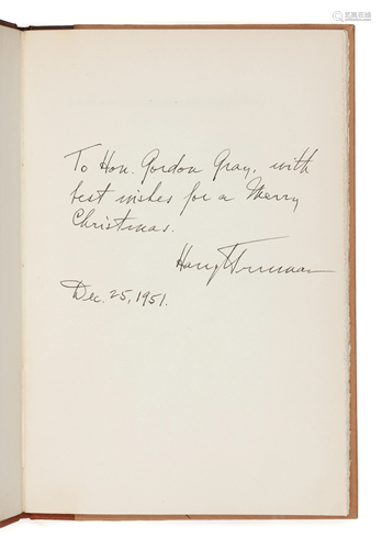 TRUMAN, Harry S. (1884-1972). Address of …