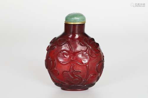 18th Red Glass Snuff Bottle