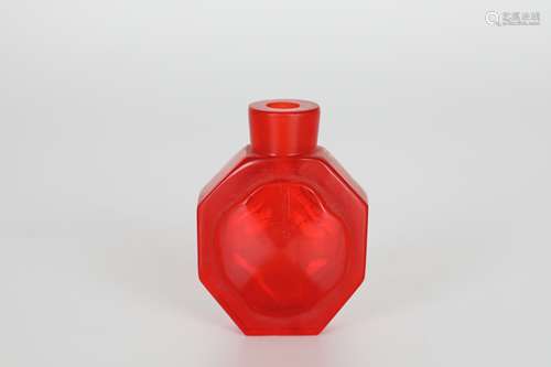 19th Red Glass Snuff Bottle