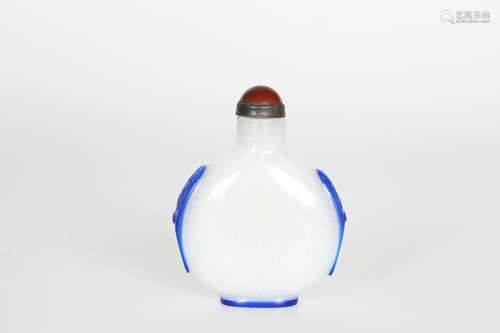 19th Blue and white Glass snuff bottle