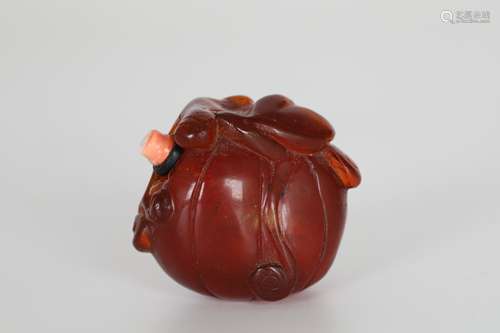 19th Amber pumpkin snuff pot