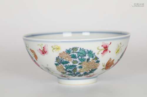 18th Colored floral bowl