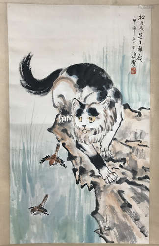 Xu Beihong, cat and bird