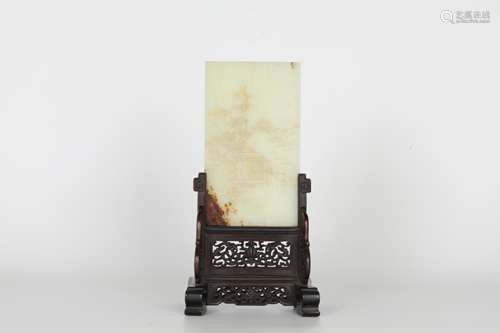 18th Hetian jade landscape screen