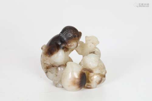 Ming Hetian jade monkey pendant