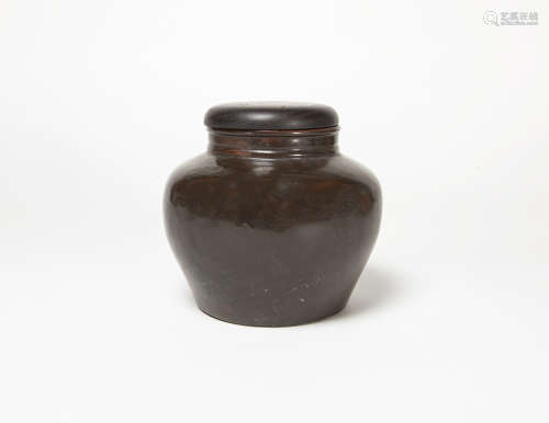 清代-紫砂醬釉罐