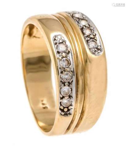 Ring GG / WG 585/000 with round fac. White gemstones, ring size 58, 5.0 gRing GG/WG 585/000 mit rund