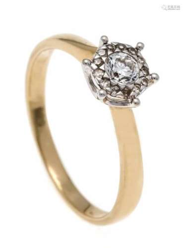 Brilliant ring GG 585/000 with a brilliant 0.25 ct W / SI and 12 diamonds, in addition0.06 ct W /