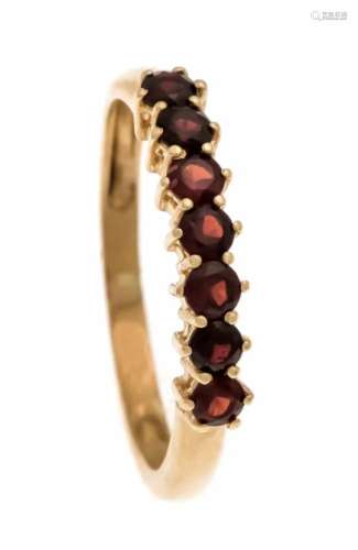 Garnet ring GG 750/000 with 7 round faceted garnets 3 mm, ring size 60, 2.6 gGranat-Ring GG 750/
