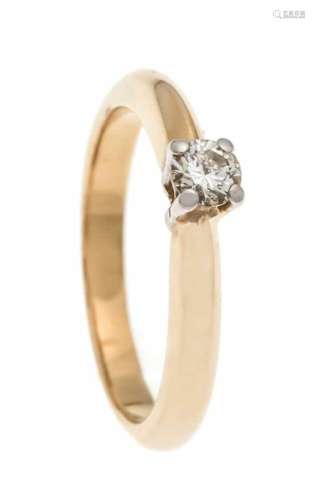 Brilliant ring GG / WG 750/000 unmarked, expertized, with a brilliant 0.18 ct W / VS, RG52, 3.7