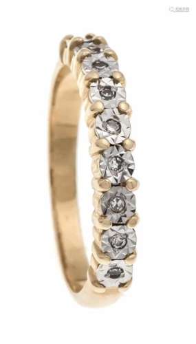 Diamond ring GG / WG 750/000 with 9 diamonds, total 0.05 ct W / SI, RG 54, 3.3 gDiamant-Ring GG/WG