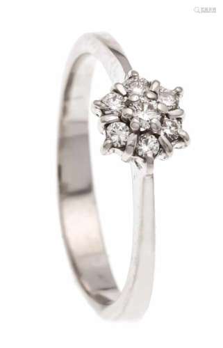 Brilliant ring WG 750/000, unmarked, expertized, with 7 brilliants, total 0.13 ct W / SI,RG 2.0