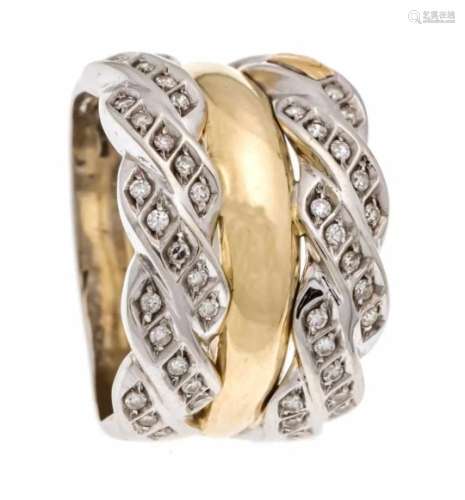 Diamond ring GG / WG 750/000 with 50 diamonds, total 0.50 ct slightly tinted White/ SI, RG 57, 10.