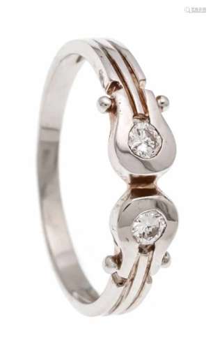 Brilliant ring WG 750/000 with 2 brilliants, 0.16 ct W / VS, RG 56, 2.4 gBrillant-Ring WG 750/000