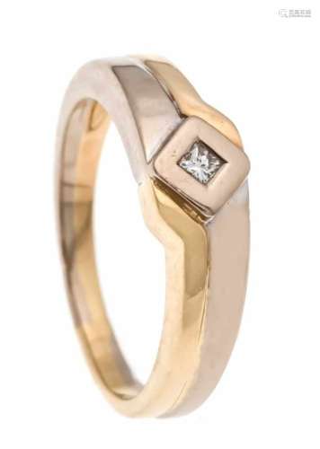 Diamond ring GG / WG 750/000 unmarked, expertized, with a princess diamond 0.05 ct W / VS,RG 56, 5.8
