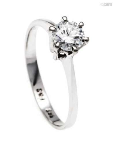 Brilliant ring WG 750/000 with a brilliant 0.52 ct W / VS, RG 52, 1.8 gBrillant-Ring WG 750/000