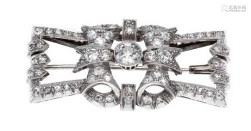 Old cut brilliant brooch platinum with an old cut brilliant 0.78 ct white-slightly tintedWhite (
