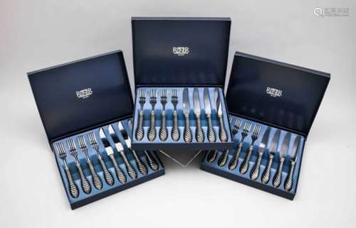 24 pieces cutlery, German, 20th century, hallmarked Gebr. Reiner, Krumbach, silver800/000, each with