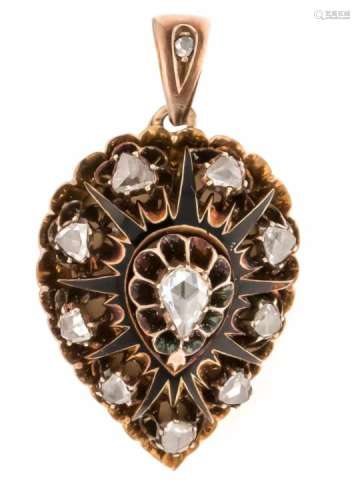 Diamond rose medallion RG 585/000 with 10 round and a teardrop-shaped diamond rose 6.5 -1.5 mm,