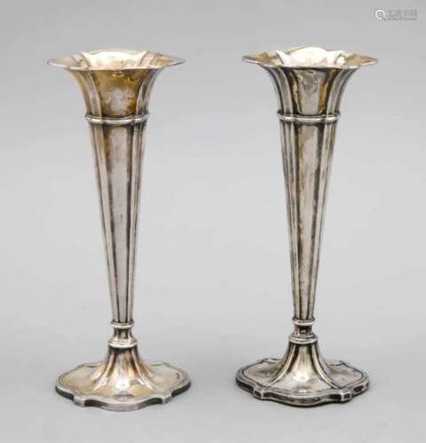 A pair of vases, German, 2nd half of the 20th century, hallmarked Gebr. Kühn, SchwäbischGmünd,